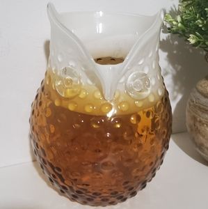 Vintage Stokes Art Large Hobnail Glass Owl Vase